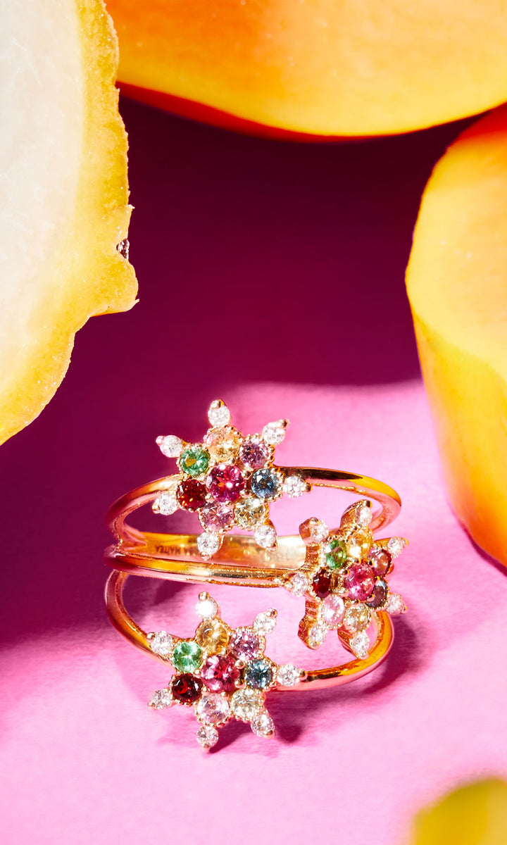 Rosa Maitea bagues éthiques en or recyclé 18 carats, diamants recyclés et pierres traçables